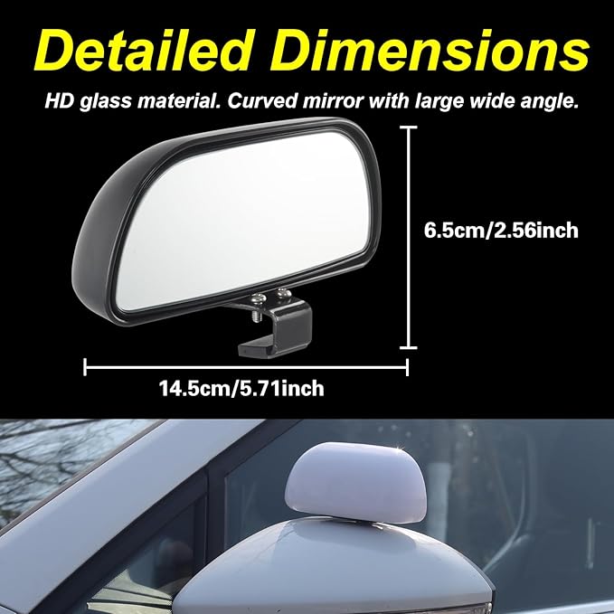 Blind Spot Mirrors for Trucks and Cars,Automotive Side View Concave Mirror Blindspot,360° Large Convex Rearview Exterior Mirror Accessories for Truck and Car(1Pack Black)