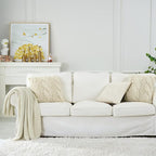 Chunky Cable Knit Throw Blanket Lightweight Cream 100% Organic Cotton Blanket for Sofa Couch Bed Baby Nursery, Rustic Shabby 
