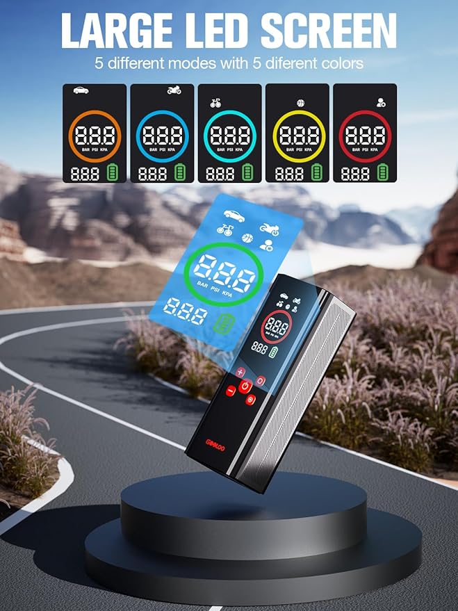 GOOLOO AP150 PRO Tire Inflator Portable Air Compressor, Upgraded UI Color LED Screen & 4X Faster Car Air Pump with Pressure Gauge, 12V Electric Tire Pump with Auto Shut-off for Car,Bike,Ball