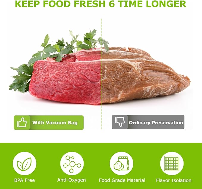 Bonsenkitchen Precut Vacuum Sealer Bags, 500 Pint 6" x 9" Food Sealer Bags,Commercial Grade, BPA Free, Heavy Duty, Customized