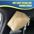 Car Tissue Holder, Leather Auto Headrest Hanging Napkin Box with Magnet-Attracting Adhesive Strip, Universal Vehicle Interior Paper Storage Organizer for Sun Visor, Center Console (White)