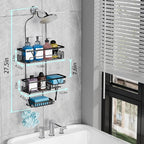 DAOYA Over the Shower Head Caddy with 2 Baskets & Soap Holder, Non-Slip Design for 0.82-Inch Showers, Black, Stainless Steel