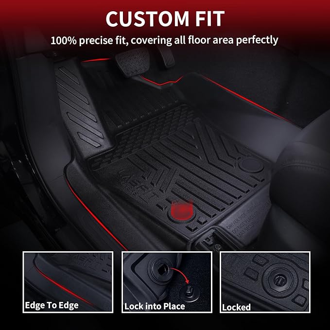 LASFIT Floor Mats&Cargo&Seatback Mats for Toyota 4Runner 2013-2024 (Only Fit 7 Seats), All Weather TPE Mats Custom Fit Floor Liners for 5th Gen 4Runner 1st & 2nd Row Full Set Car Mats and Cargo Liner