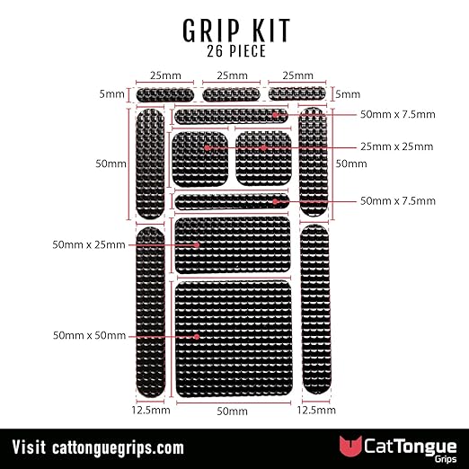 CATTONGUE GRIPS Non-Abrasive Grip Tape Strips - Heavy-Duty, Pre-Cut Anti-Slip Tape for Phones, Tablets, Crafting & More - Ind