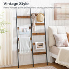 HOOBRO Blanket Ladder, 33.9" L Wall-Leaning Towel Rack, Double Row Blanket Rack for Large Capacity, Metal Frame, Anti-Tip Des