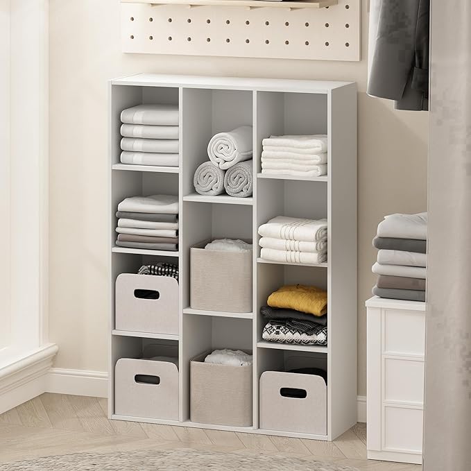 Furinno Reed Closet Organizers and Storage, 11-Cube Closet Organizer, Open Shelf Closet Storage, for Wardrobe, Bedroom, Livin