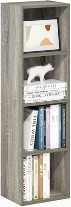 Furinno PASIR Book Shelf, 4-Tier Modern Bookshelf, Open Shelves Bookcase 9 x 12 x 42, Easy Assembly, for Living Room, Bedroom