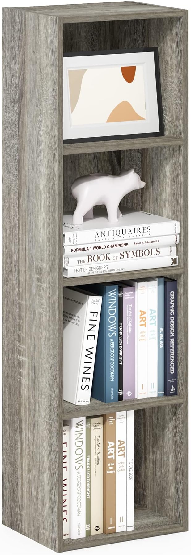 Furinno PASIR Book Shelf, 4-Tier Modern Bookshelf, Open Shelves Bookcase 9 x 12 x 42, Easy Assembly, for Living Room, Bedroom