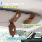 Yuoyar 2 Packs Magnetic Sunglass Holder for Car Visor - Universal Sunglasses Clip for Different Size Eyeglasses - Convenient Interior Car Accessories (Brown)