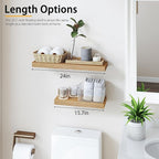INHABIT UNION Oak Floating Shelves Wood for Wall 15.7in Wall Mounted Display Ledge Shelves Perfect for Bedroom, Bathroom, Liv