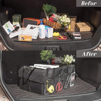 JiatuA Car Trunk Backseat Organizer for SUV, 8 Pocket Waterproof, Dust-proof, Sturdy Foldable Cargo Net Storage for More Trunk