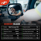 A-Premium Right Passenger Side Heated Mirror Glass with Backing Plate - Compatible with Volkswagen Tiguan 2018 2019 2020 2021 2022 2023 - Exterior Side View Convex Mirror with Blind Spot Detection