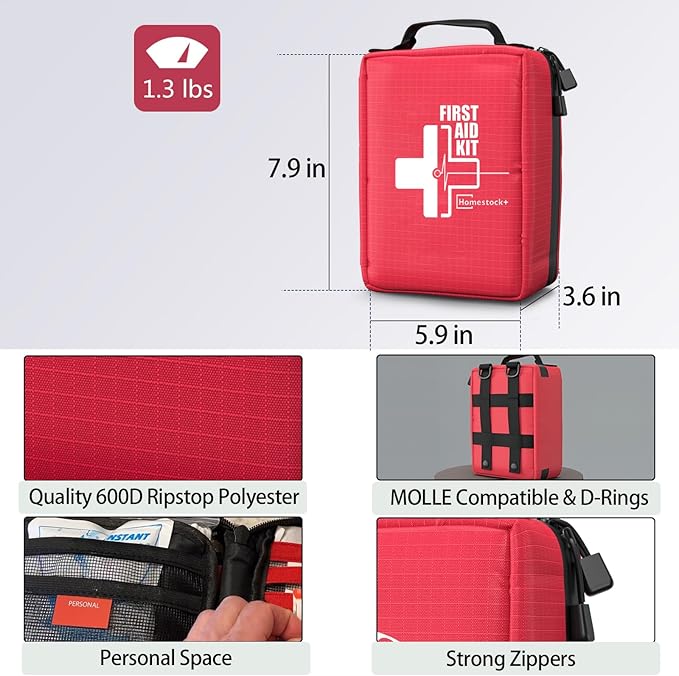First Aid Kits - Compact First Aid Kit with Labelled Compartments Molle System Premium Emergency Kits for Home, Office, Car, 