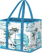 BALEINE 1Pk Reusable Grocery Bags, Foldable Shopping Bags for Groceries with Reinforced Bottom & Handles (Island Breeze)