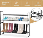 KEETDY 2-Tier Long Shoe Rack for Closet Metal Shoe Organizer for Entryway, Wide Stackable Shoe Storage Shelf with Sturdy Wire