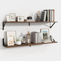 Axeman 40 Inch Floating Shelves | 8 Inch Deep Brown Wall Shelves Set of 2 | 39.4" W x 8" D Rustic Brown Wood Shelves for Bath