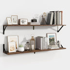 Axeman 40 Inch Floating Shelves | 8 Inch Deep Brown Wall Shelves Set of 2 | 39.4" W x 8" D Rustic Brown Wood Shelves for Bath