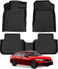 AUXKO All Weather Floor Mats for Honda Civic 2026 2025-2022 Sedan Hatchback Si(Include Sport|2nd Row with&w/o USB Port|Not for Hybrid) Acura Integra 2023-2026 Liners All Season Odorless Anti-Slip