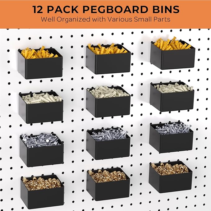 INCLY 278PCS Pegboard Accessories Organizer Kit, Peg Board Hooks Assortment with Bins for Organizing Various Tools, Fit 1/8 o
