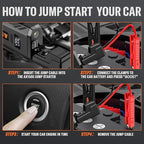 ASPERX Car Jump Starter, 2000A Peak Battery Jump Starter for Up to 7.0L Gas or 5.5L Diesel Engine, 12V Portable Battery