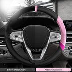 15'' Non-Slip Steering Wheel Cover for Women and Men– Made with Durable NAPA Leather for a Luxurious Feel, Breathable, Easy to Install, and Ideal for Everyday Use or Extended Road Trips (Pink B)