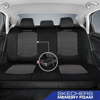 Skechers Memory Foam Car Seat Covers,Thick Cool Touch Fabric Seat Covers,Seat Cover Full Sets Airbag Compatible,Automotive Co