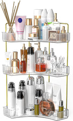 Webetop Corner Bathroom Counter Organizer 3 Tier Bathroom Countertop Organizers Shelf Makeup Organizer for Vanity Perfume Tra