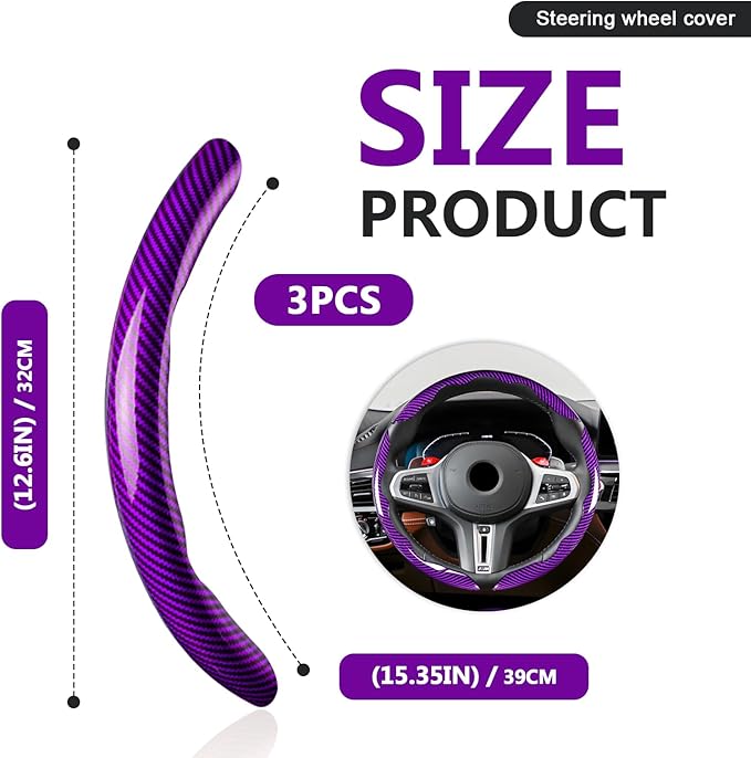 3pcs Universal Carbon Fiber Steering Wheel Cover - Anti-Slip & Segmented Design, Universal 99% Durable Steering Wheel Protect