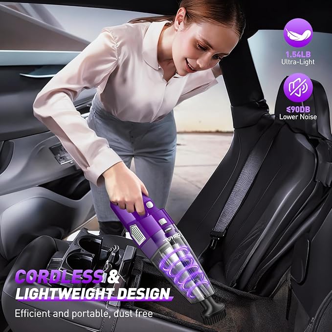 Handheld Vacuum Cordless, 15000PA Powerful Suction Car Vacuum Cleaner Lightweight with Multi Accessories, Hand held Vacuum Cl