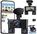 360° Dash Cam Front and Rear Inside, 4 Channel Dash Camera for Cars FHD 1080Px4, Built-in Wi-Fi, 3.16” IPS Screen, WDR Night 