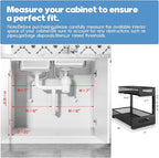 2 Pack 19IN Depth Under Sink Storage Organizer, Large 2-Tier Elegant Mesh Pull Out Shelf for Kitchen and Bathroom Cabinet Org