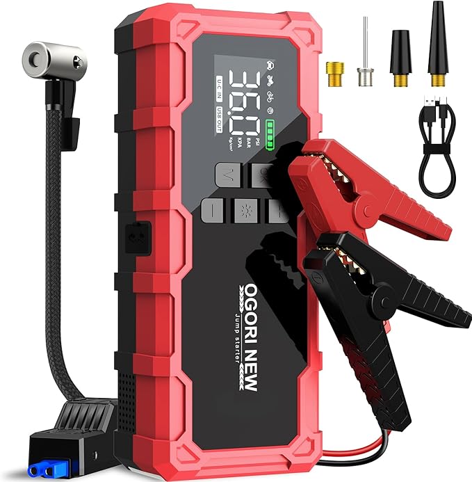 7000A Jump Starter with Air Compressor, 21800mAh 150PSI Portable Car Battery Jump Starter (All Gas/16L Diesel), 12V