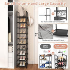 LANTEFUL Tall Narrow Shoe Rack for Entryway, 10-Tier Sturdy Metal Shoe Shelf Storage 10-15 Pairs of Shoes and Boots, Space Sa