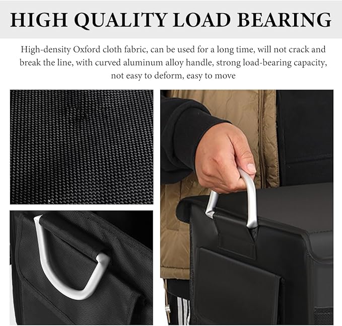 Trunk Organizer with Lid, 28L Collapsible Cargo Organizer with Aluminum Handles & Reflective Strip, Multi-Purpose Waterproof