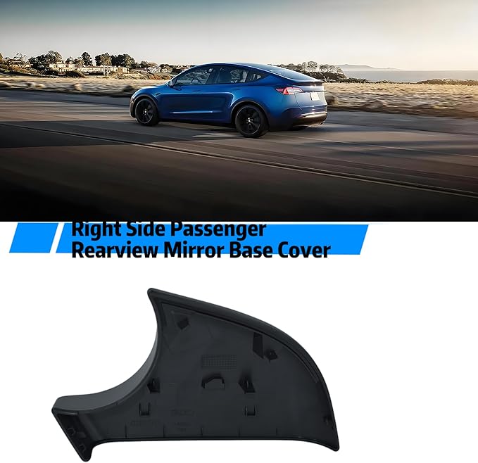 fit For Tesla Model Y Front Wing Mirror Cover Holder Lower Tray 2018-2024， Side Mirror Bottom Cover Replacement for Tesla Model Y Wing Repair (right side black)