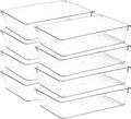 8 Pack Drawer Organizer - 6" X 9" Clear Acrylic Storage Bins with Non-Slip Pads, Versatile Desk Tray for Makeup, Jewelry, Kit