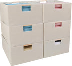 ANMINY 6PCS Storage Baskets for Organizing Collapsible Fabric Storage Bins Boxes with Wood Handles Closet Shelves Cube Organi