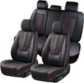 Coverado Car Seat Covers Full Set, Faux Leather Seat Covers for Car, Luxury Automotive Seat Covers Waterproof Car Seat Protec