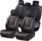 Coverado Car Seat Covers Full Set, Faux Leather Seat Covers for Car, Luxury Automotive Seat Covers Waterproof Car Seat Protec