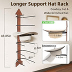 Cowboy Hat Holder for Wall 6 Pieces Arrow Solid Wood with Metal Western Hat Rack Wall Decor Hat Organizer Hanger Storage for 