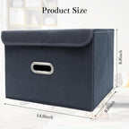 STOREONE Fabric Storage Cube Bins Foldable Organizer Container Collapsible Basket with Lids and Metal Handles, for Home, Bedr