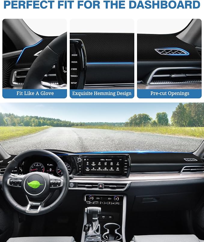 FIILINES Dash Cover Fit for Kia K5 2021-2025 (Without HUD), Dashboard Cover K5 Accessories Dash Mat Sunshade Nonslip Protecto