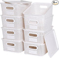 Plastic Storage Baskets with Lid-Plastic Storage Containers Stackable Storage bins: Storage Baskets for Organizing Shelves Dr
