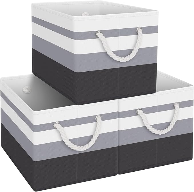 Fab totes Storage Bins [3-Pack], Foldable Storage Baskets for Organizing Toys, Books, Shelves, Closet, Large Storage Box with