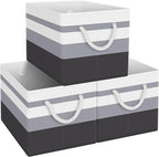 Fab totes Storage Bins [3-Pack], Foldable Storage Baskets for Organizing Toys, Books, Shelves, Closet, Large Storage Box with