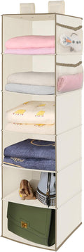 MAX Houser 6 Tier Shelf Hanging Closet Organizer, Closet Hanging Shelf with 2 Widen Straps for Storage, Foldable (Beige2) | S