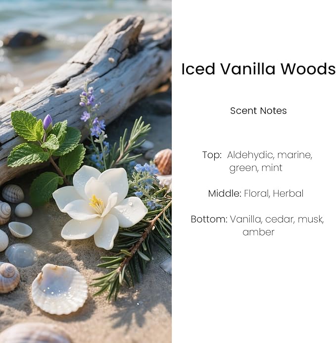 Hanging Car Air Freshener, Long Lasting Essential Oil Diffuser, Non-Toxic Iced Vanilla Woods Scent, Cute Car Fresheners for W