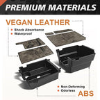 TripleAliners Center Console Organizer Compatible with 2025 2026 Ford Bronco(Not for 2-Door& Manual &Bronco Sport) Accessories Console Storage Box Armrest Tray | Two Layers with Leather Trim (Gray)
