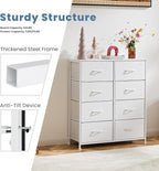 DUMOS Dresser for Bedroom with 8 Fabric Drawers, Tall Chest Organizer Units for Clothing, Closet, Kidsroom, Storage Tower wit