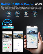 JOMISE 4K Dash Cam Front and Rear with 5Ghz WiFi GPS, Dual Dashcam with 64GB Card, 3" Screen, Night Vision, 24H Parking Mode 